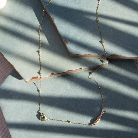KM Emerald Fish Necklace