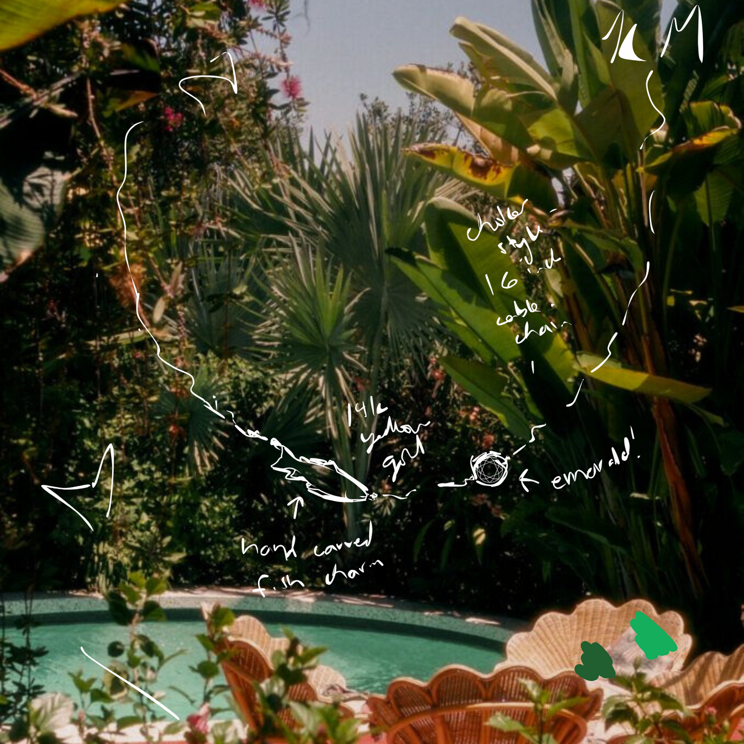 KM Emerald Fish Necklace