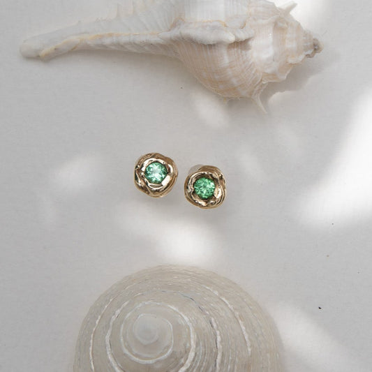 KM Green Sapphire Studs