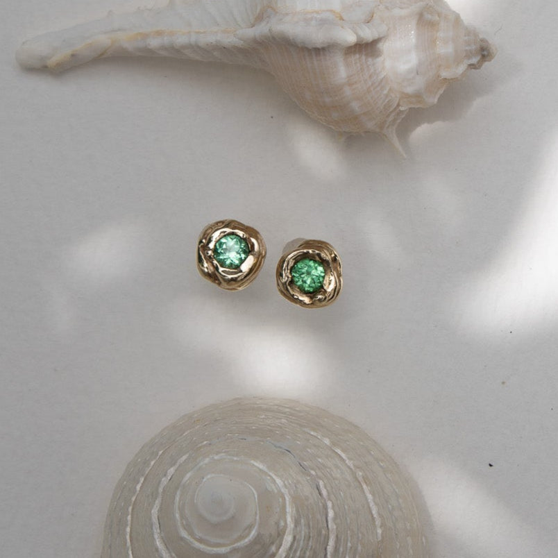 KM Green Sapphire Studs