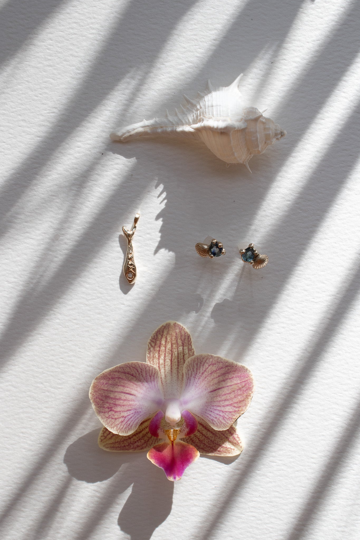 KM Scallop Sapphire Studs